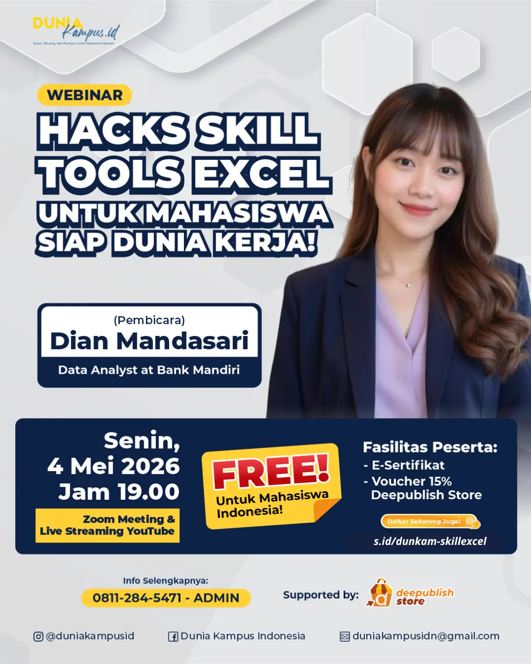 Webinar Hacks Skill Tools Excel untuk Mahasiswa Siap Dunia Kerja