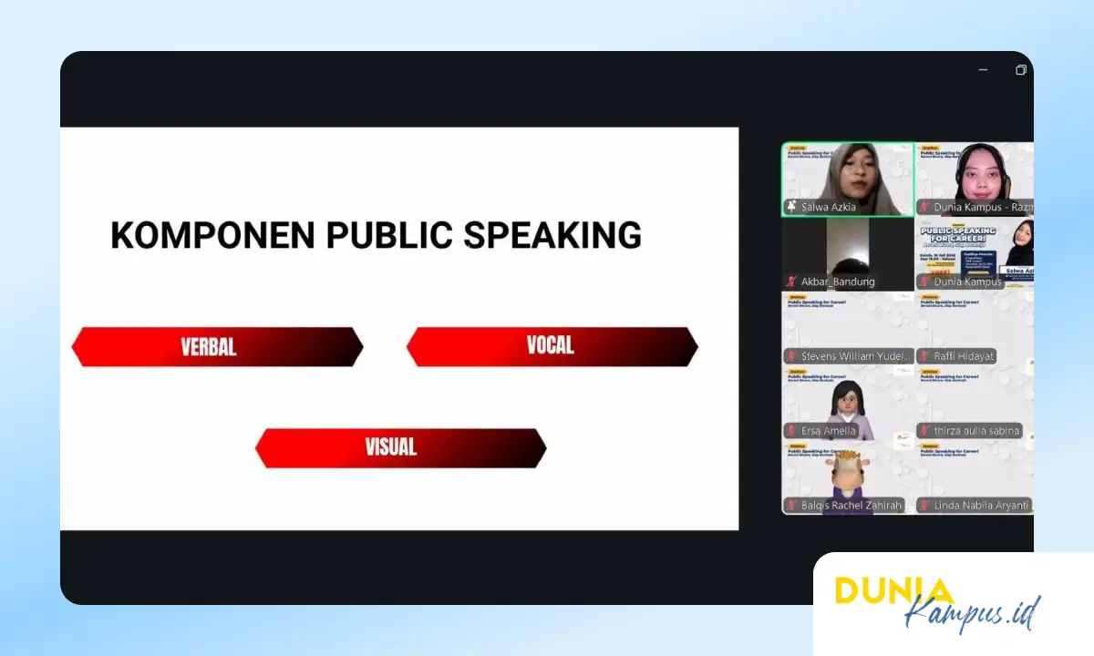 Isi salah satu materi webinar ini tentang komponen public speaking